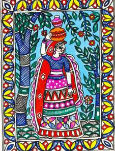 Pintura Decorativa Metálica 3D Completa de Arte Madhubani - Arte Folclórico Hecho a Mano de Jharkhand Ojistha Industries Modelo 1 para Decoración del Hogar - Product Image 3