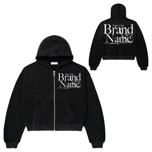 Distressed <b>Graphic</b> Print Sweatshirt Custom Acid Wash <b>Zip</b> <b>Up</b> <b>Hoodie</b> Letter Sweatshirt Heavyweight Cotton Oversized Streetwear - Product Image 3