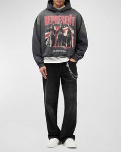 Sweat-shirt à capuche graphique pour homme en molleton de coton avec impression personnalisée effet délavé, style streetwear, fabricant, fournisseur, OEM - Product Image 3