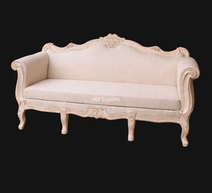 French Provincial Hand-Carved Wooden Wedding Love Seat <b>Sofa</b> Luxury Ivory Bridal Couch for Royal Stage Décor & Elegant Event Seat - Product Image 2