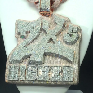 Colgante con Letra Personalizada de Moissanita VVS y Cadena, Estilo Hip Hop para Hombre, Colgante con Cadena de Diamantes Baguette, Joyería Masculina - Product Image 3