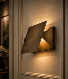 Pair Antique Patina Brass Art Deco <b>Wall</b> <b>Sconces</b> | Modern Geometric Handmade Luxury <b>Wall</b> Lighting for Bedroom Living Room Diwali - Product Image 5
