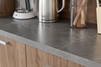 Meuble de cuisine moderne en mélamine résistant à l'eau, écologique, avec base en aggloméré de 15 mm/25 mm, dessus en marbre gris noyer, Essence Malaisie