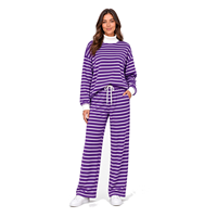 Ensemble décontracté 2 pièces automne/hiver 2026 pour femme, coupe ample, manches longues, épaules tombantes, pull demi-zip, polyester/coton
