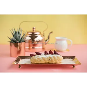 Global Trending Modern Aluminium Multi-piece <b>Tray</b> for Dining Display Use Metal Craft <b>Serving</b> <b>Tray</b> Zahid Exports <b>Gold</b> Platter - Product Image 2