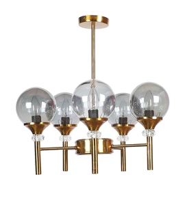 Modern Gold Glass <b>Globe</b> Chandelier Luxury Pendant Ceiling <b>Light</b> Contemporary Hanging Lamp Smoky Glass Shade Lighting Fixture - Product Image 1