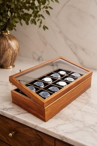 AHTE MANUEXPO UR-065 - Estuche de Regalo para Hombre (6 Compartimentos, 10 Almohadillas) Organizador de Relojes Hecho a Mano en Madera de Mango, Paquete de Regalo - Product Image 3