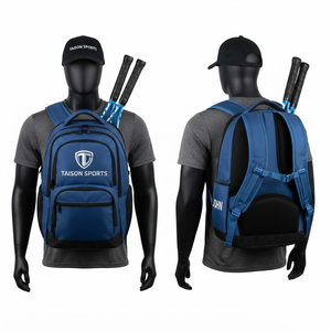 Premium TAISON SPORTS 300 GSM 600D PU Tennis <b>Bag</b> <b>Navy</b> White Panel Sports Backpack 30-40L Custom Logo Print - Product Image 3