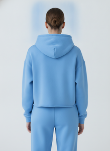 Sweat-shirt à capuche surdimensionné pour femme, couleur unie, logo en relief, en molleton, manches régulières, vêtement d'automne - Product Image 3