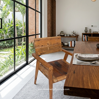 DIVADI Chaise de salle à manger rustique artisanale durable avec accoudoirs et dossier en bois de bateau récupéré, écologique, mobilier antique pour maison, villa, hôtel