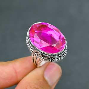 Pink Tourmaline <b>Quartz</b> 925 Silver Luxury Gemstone <b>Ring</b> for Party - Product Image 4