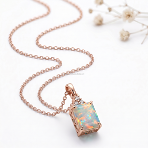 Colgantes y Dijes Finos de Ópalo Corte Esmeralda Libra Harmony, Joyería Fina de Oro Blanco, Colección de Regalos de Moda para Cumpleaños y Aniversarios 2026 - Product Image 4