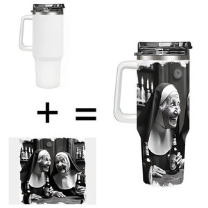 Vaso de acero inoxidable de 40 oz con diseño de monjas bebiendo cerveza, ideal como regalo divertido. - Product Image 1