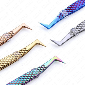 Juego de Pinzas de Acero Inoxidable Multicolor Personalizadas para Injerto de Pestañas, Herramientas para Volumen Ruso con Puntas Puntiagudas, Profesional - Product Image 3