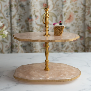 Double Tier Handmade Epoxy Resin cake Stand Dessert Display Wedding Reception Birthday Party Cup Cake Organizer Crafts - Product Image 1