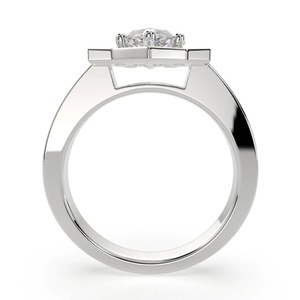 18K White <b>Gold</b> Marquise Lab Grown Diamond Art Deco Geometric Halo <b>Ring</b> IGI Certified Luxury Bridal 6 Prong Claw Setting Pave <b>Set</b> - Product Image 3