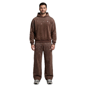Conjunto de Sudadera con Capucha y Pantalones Jogger de Chándal con Pedrería para Hombre, Estilo Oversize, Ropa Urbana, Servicio de Muestras de Marca Personalizada, Proveedor Mayorista - Product Image 1