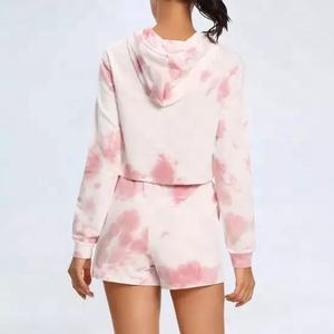 Sweat à capuche respirant grande taille pour femmes, top court tie dye, ensemble de yoga, survêtement ample pour tenue décontractée - Product Image 3