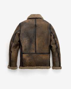 Veste aviateur en cuir véritable pour homme, doublée en sherpa marron premium, fermeture éclair, style bomber, vêtement d'extérieur décontracté pour l'hiver. - Product Image 2