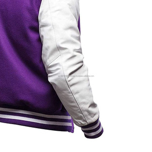 Chaqueta de béisbol universitaria para hombre con diseño de logotipo personalizado hecho en fábrica para hombre, chaquetas universitarias de cuerpo de lana con mangas de cuero - Product Image 2
