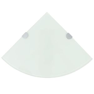 Mensola angolare in vetro bianco con supporti cromati 9.8 "x 9.8" per la conservazione della cucina - Product Image 1