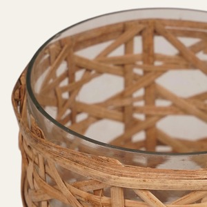 <b>Set</b> of 2 Handmade Rattan Candle Holders Natural Woven Hurricane <b>Lanterns</b> for Home Table Decor And Wedding Centerpiece From India - Product Image 5