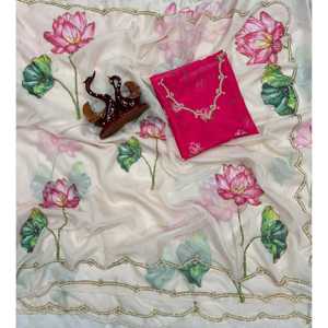 Robe de Soirée de Designer Beau Saree à Imprimé Floral pour les Fêtes - Product Image 4