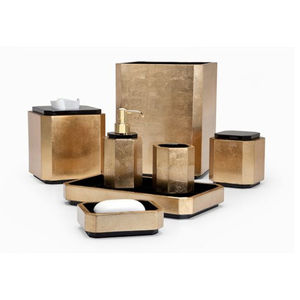 Ensemble d'accessoires de salle de bain modernes en résine : distributeur de savon, porte-brosse à dents, boîte à mouchoirs, plateau, poubelle – Décoration pour hôtel et maison - Product Image 5