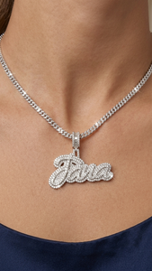 Custom Iced Out Name <b>Pendant</b> in <b>Solid</b> White <b>Gold</b> Hip Hop Diamond Letter <b>Pendant</b> Lab Grown Diamond Personalized Jewelry Gift - Product Image 4