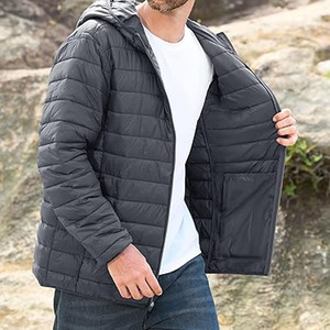 Doudoune slim fit pour homme, style streetwear unisexe avec col montant en toile patchwork pour l'hiver - Product Image 1
