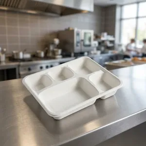 Top Selling <b>Pulp</b> Moulded Disposable SCP Meal Tray Sustainable Compostable Tableware Solution for Restaurants Hotels and Events - Product Image 2
