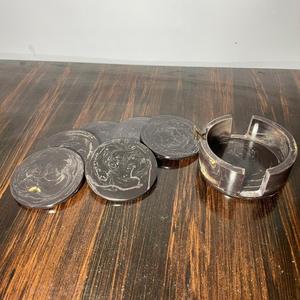 Juego de posavasos redondos de piedra con soporte, diseño moderno, antideslizantes, para decoración de mesa - Product Image 6