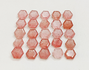 หินควอตซ์สตรอเบอร์รี่ทรงหกเหลี่ยมเจียระไน ขนาด 6*6 มม. 8*8 มม. 10*10 มม. 1*11 มม. 12*12 มม. 4*14 มม. อัญมณีธรรมชาติ 100% - Product Image 4