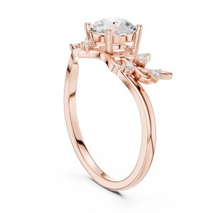 Luxury Trendy IGI Certified Rose Gold Plated Round Cut Lab Grown Diamond Leaf <b>Branch</b> Engagement Ring Fine Jewelry for Women - Product Image 3