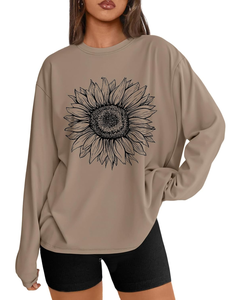 Camiseta de Moda para Mujer, Manga Larga, Cuello Redondo, Algodón, Transpirable, Cómoda, Informal, Básica, Proveedor de Ropa al por Mayor - Product Image 1