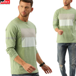 Camiseta de Manga Larga con Cuello Redondo para Hombre, Marca INDEX SPORTSWEAR, Diseño Color Block, Corte Regular, Transpirable, Verde - Product Image 6