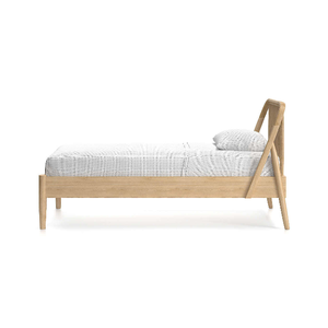 Wooden <b>Bed</b> <b>Frame</b> <b>Platform</b> <b>Bed</b> Oak Finish Upholstered Headboard Bedroom Furniture - Product Image 1