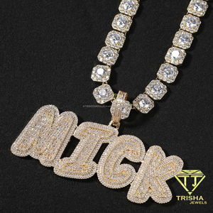 MICK <b>Name</b> Pendant Necklace Gold Tone Moissanite Paved Custom Letter Jewelry Iced Out Hip Hop <b>Chain</b> Necklace For Women - Product Image 4