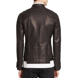 Transpirable cuero genuino hombres negro piel de oveja PU primavera Color sólido cremallera manga larga cuello vuelto chaquetas de motocicleta - Product Image 2