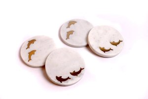 Premium Quality <b>Marble</b> <b>Coaster</b> Set brass Gold Dragon Fly Eco-friendly handmade Non slip mats& Pads <b>coasters</b> placemat - Product Image 2