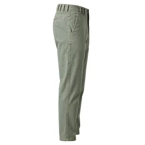 Men's Grey Cotton Woven Pants Regular Fit Full Length Breathable Button Fly Midweight Casual <b>Summer</b> <b>Trousers</b> - Product Image 4