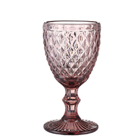 Groothandel 8Oz 10Oz Blauw Bruiloftsfeest Glaswerk Gekleurde Wijnglazen Waterglas Geperst Glas Vintage Bekers