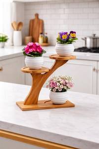 Pot de fleurs en teck artisanal de luxe, jardinière décorative pour plantes d'intérieur et d'extérieur, décoration rustique pour la maison et le jardin, capacité de 20 L - Product Image 4