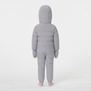 Hawk Eye Infant One Piece Snowsuit Gray Hooded Windproof Synthetic Fill Jumpsuit for <b>Toddlers</b> - Product Image 6
