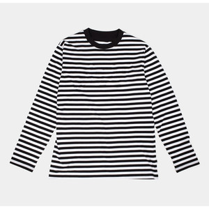Chemise décontractée à manches longues pour homme, rayée noir et blanc, col marin, en coton tricoté popeline, pour le printemps - Product Image 1
