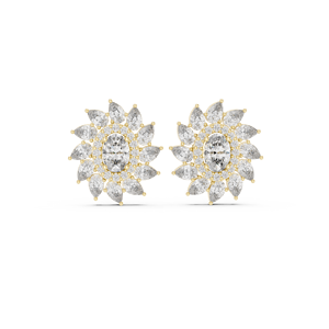 Pendientes de moda geométricos minimalistas de oro de 10K de lujo frondoso para mujer Joyería Moderna ligera en tono dorado - Product Image 4