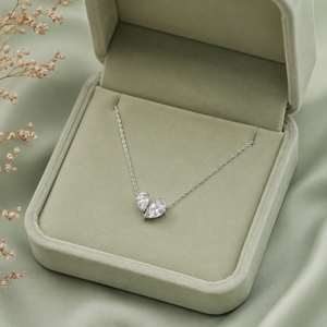 Collier pendentif élégant en or blanc 10K avec deux diamants de laboratoire taille poire, certifié IGI, cadeau de mariage de luxe - Product Image 3