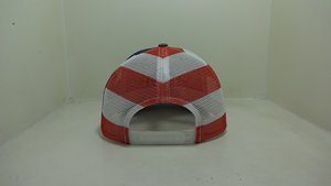 Wholesale Custom Logo Embroidery Trucker Hat Gray Mesh Back 6 Panel Mid Profile Cap American <b>Flag</b> High Quality Baseball Cap - Product Image 3