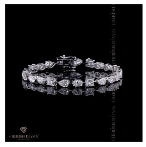 Bracelet tennis moderne en diamants de synthèse pour femme, or 10/14/18 carats, style tendance - Product Image 1