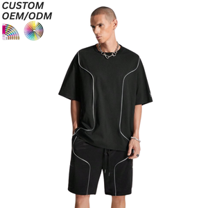 Ensembles de T-shirts décontractés pour hommes – Tenues d'été assorties en maille respirante, style streetwear doux, avec logo personnalisé, support OEM/ODM pour la vente en gros - Product Image 4